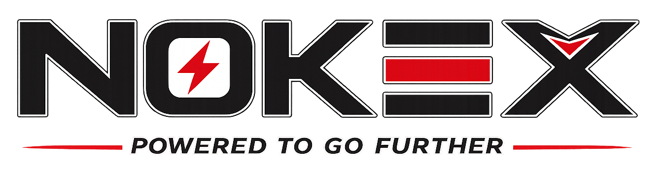 Nokex logo with black text and red accents on a white background